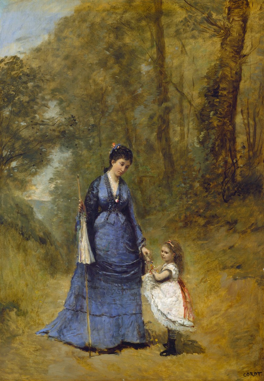 Madame Stumpf og hendes datter, 1872. af Jean Baptiste Camille Corot