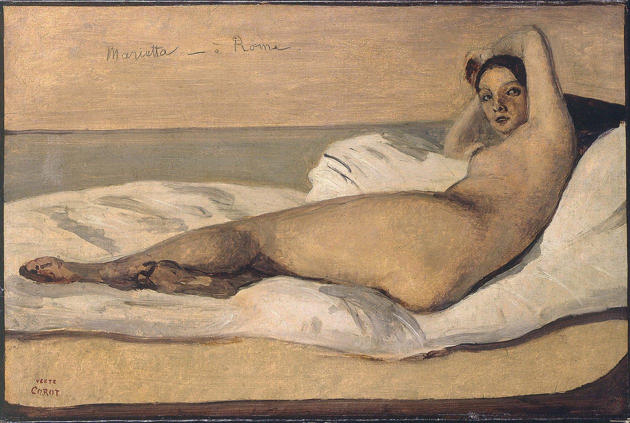 Marietta Den romerske Odalisque af Jean Baptiste Camille Corot