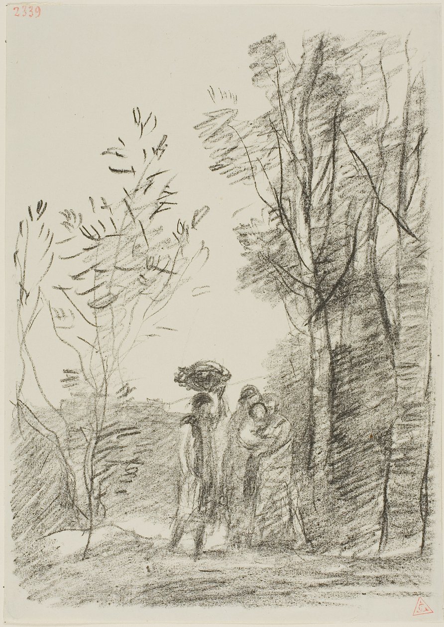 Mødes i skoven af Jean Baptiste Camille Corot