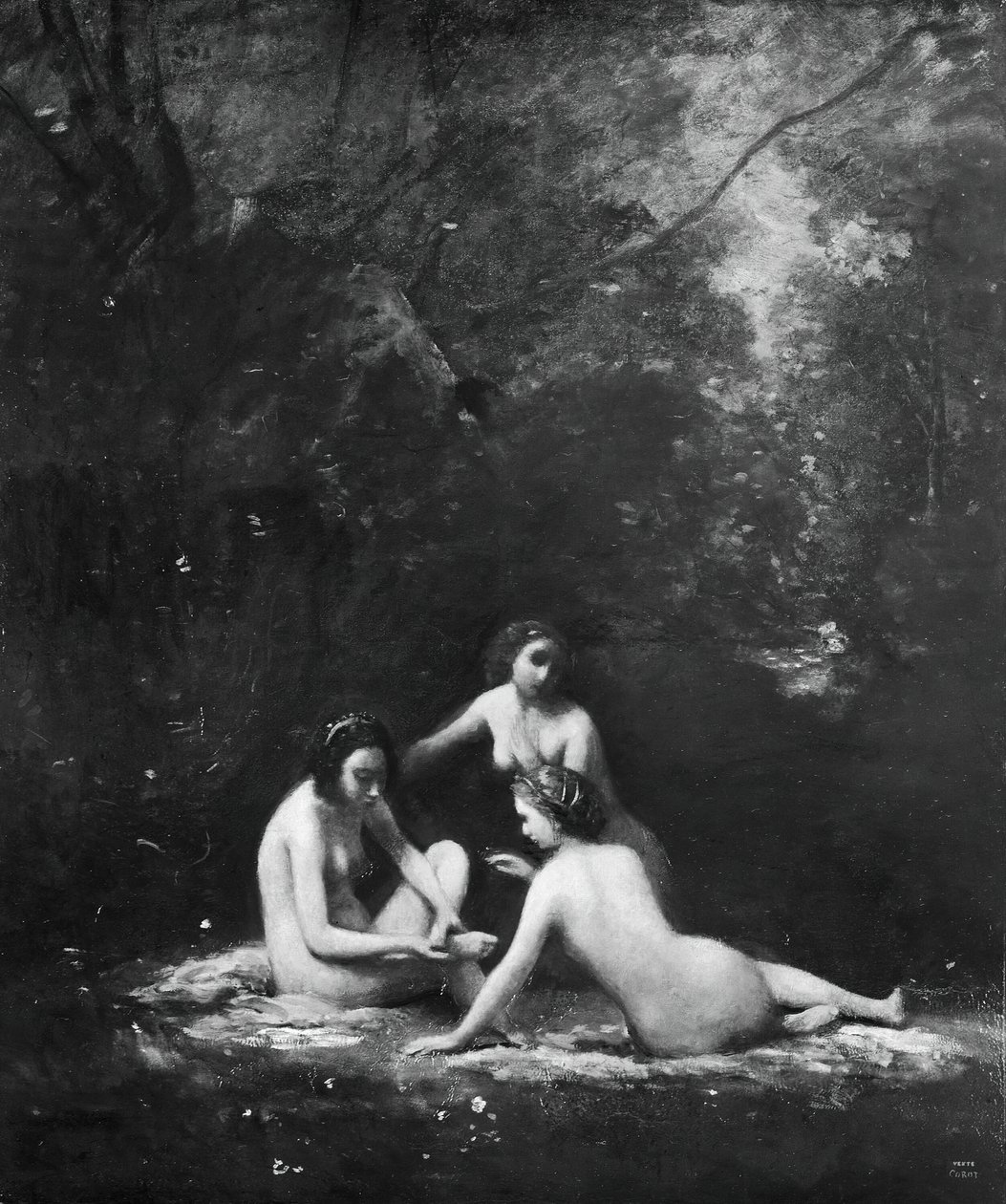 Nymfer, der forlader badet, 1843. af Jean Baptiste Camille Corot