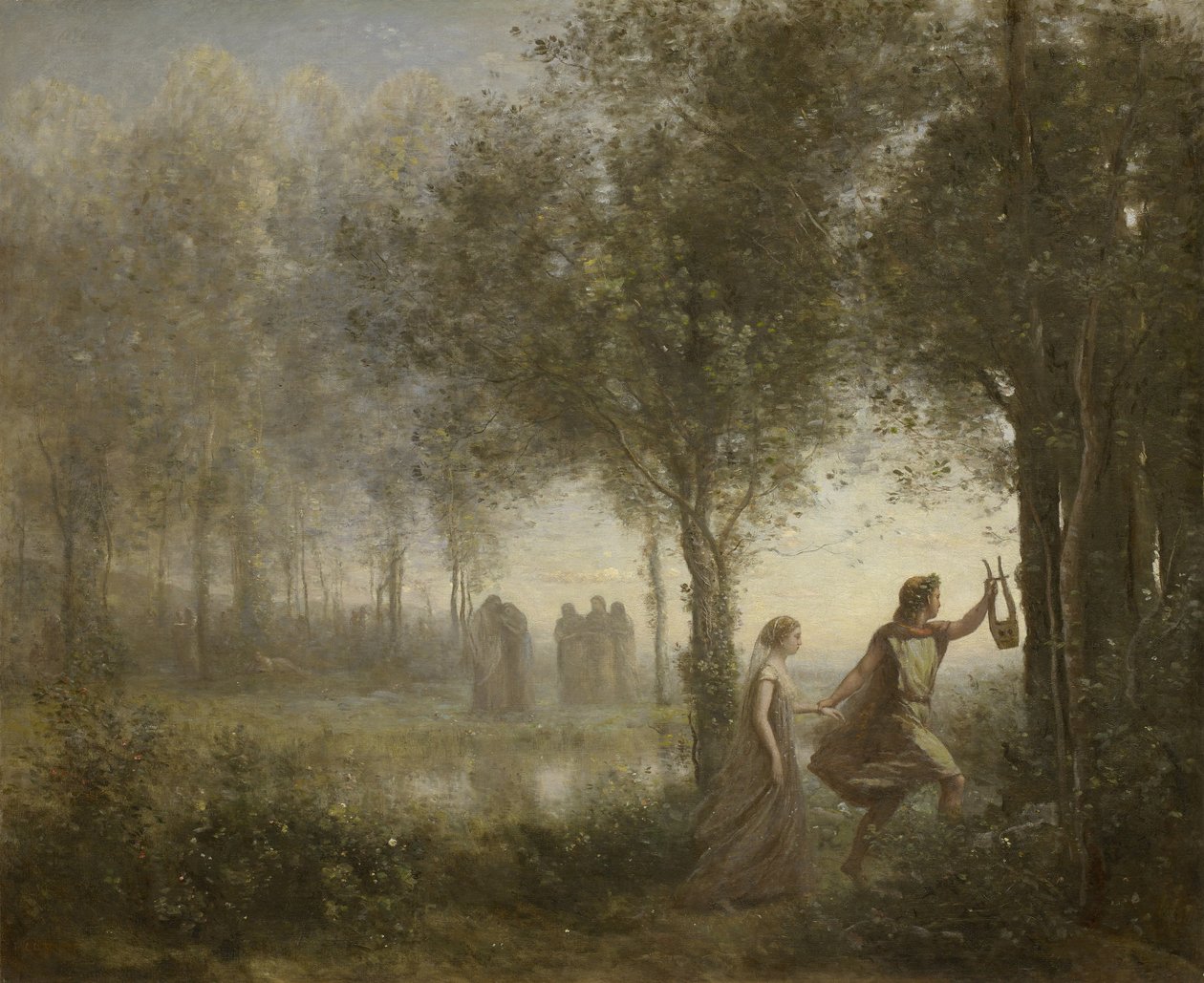 Orpheus leder Eurydike fra underverdenen, 1861 af Jean Baptiste Camille Corot