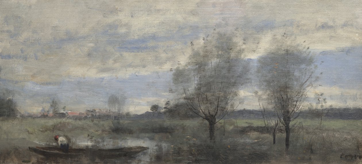 Palluel, sejlsportsmand i marsklandet af Jean Baptiste Camille Corot