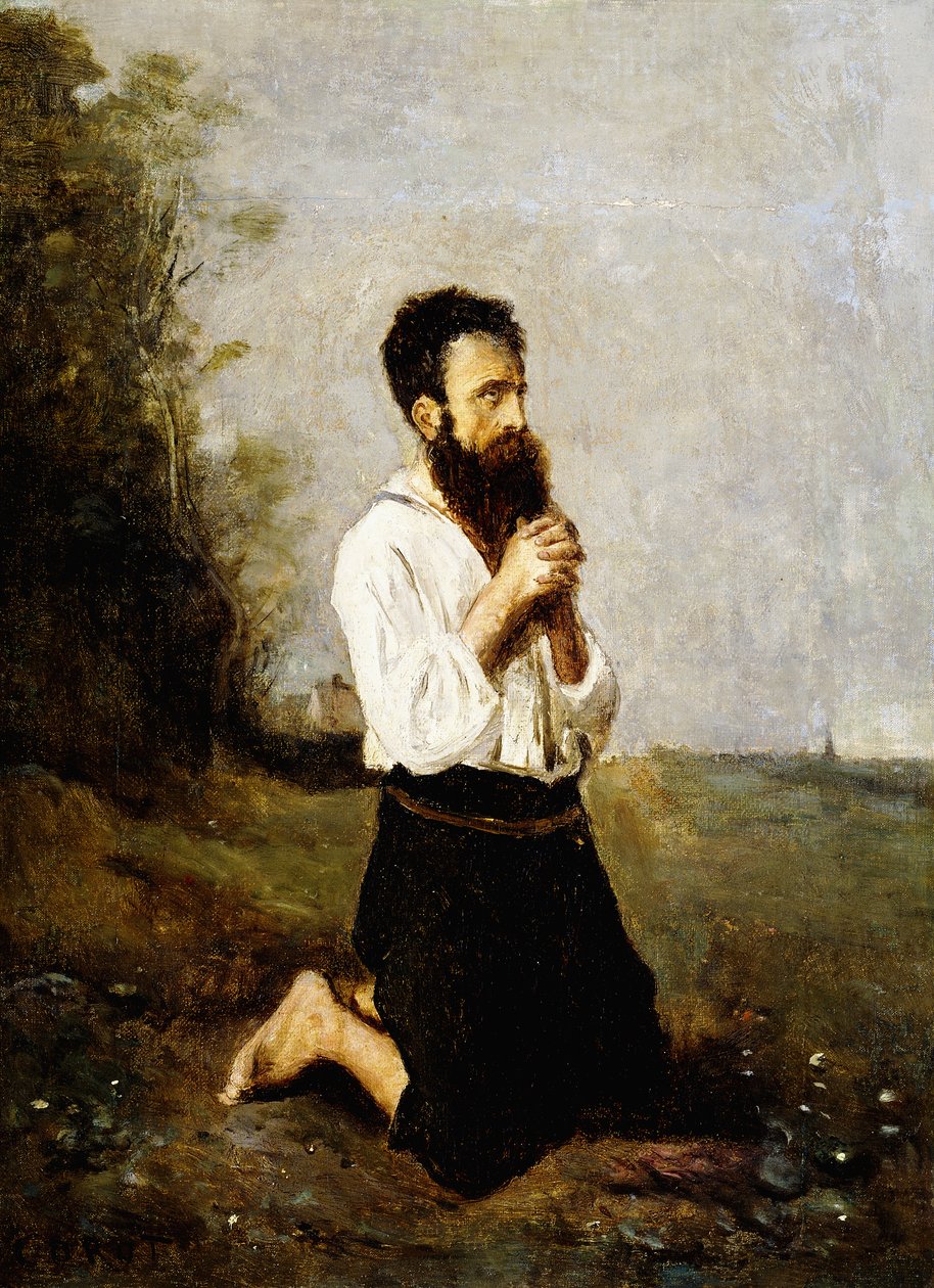 Bonde i Bøn; Bonde i bøn, af Jean Baptiste Camille Corot