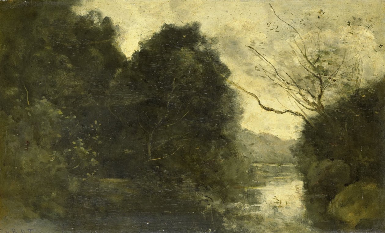 Dam i skoven af Jean Baptiste Camille Corot