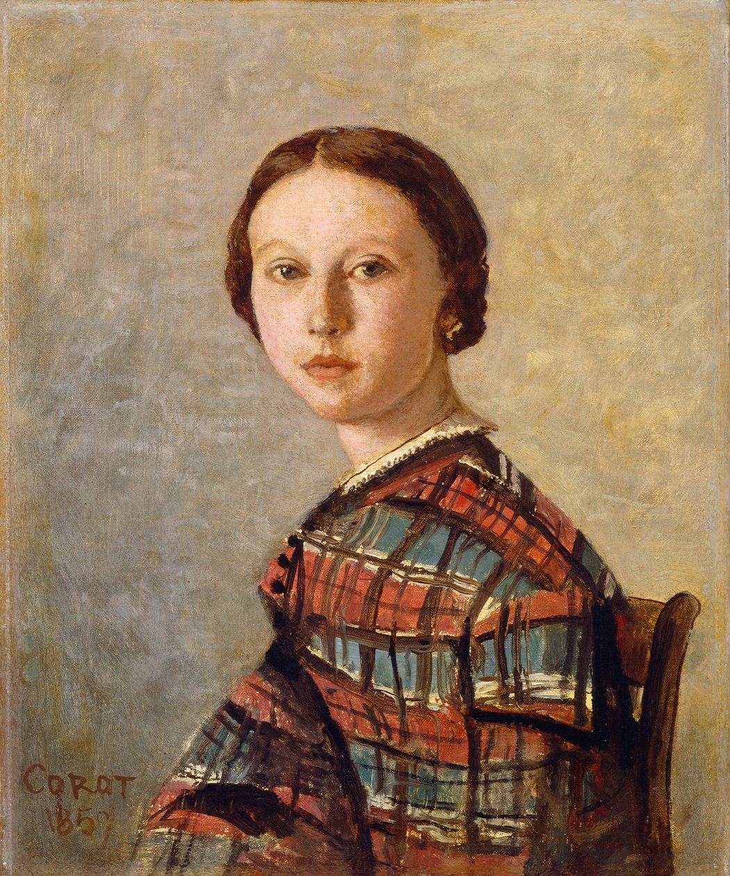 Portræt af en ung pige af Jean Baptiste Camille Corot