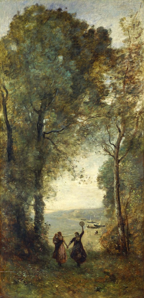 Erindring om stranden i Napoli af Jean Baptiste Camille Corot