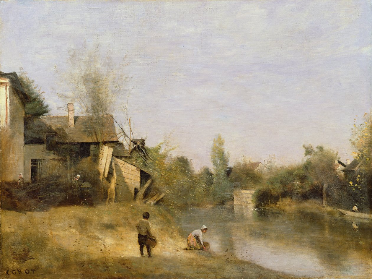 Flodbred ved Mery sur Seine, Aube, ca. 1870 af Jean Baptiste Camille Corot