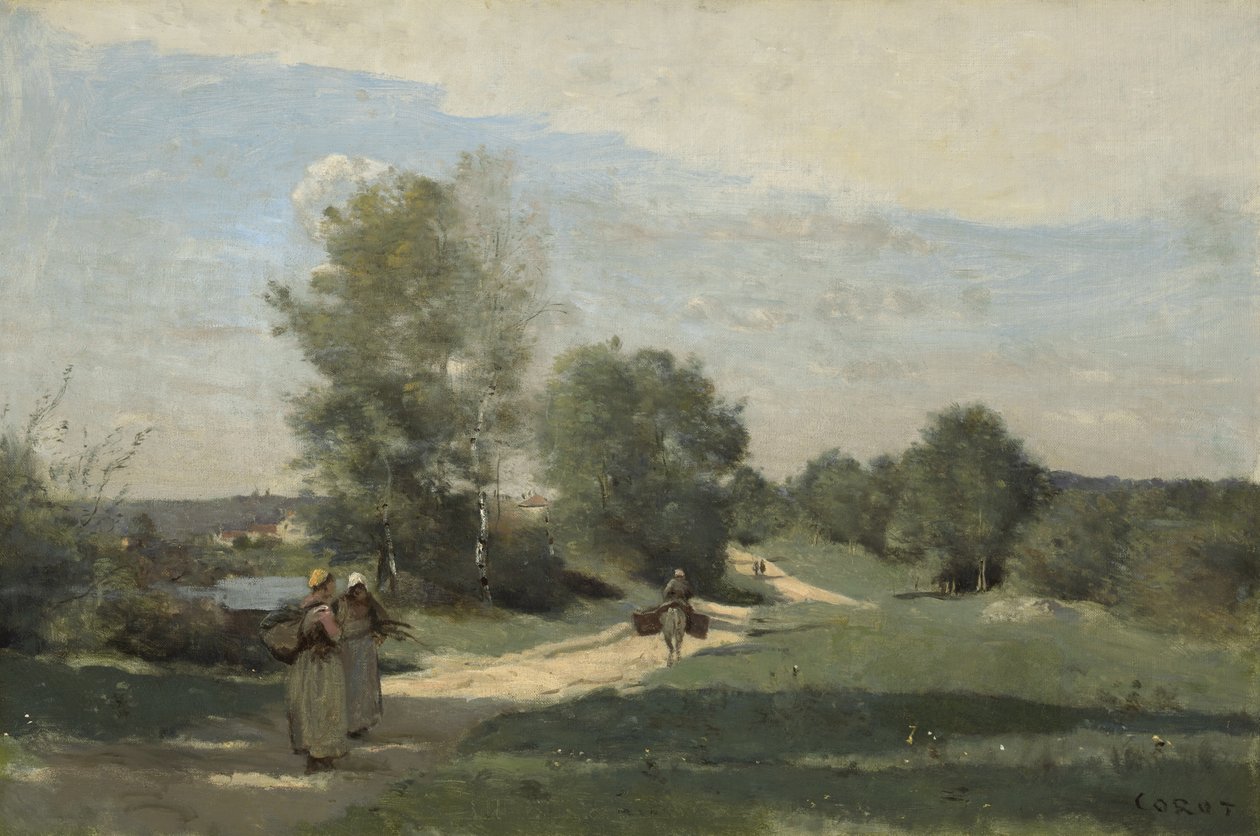 Vej ved vandet, c.1865?-70 af Jean Baptiste Camille Corot