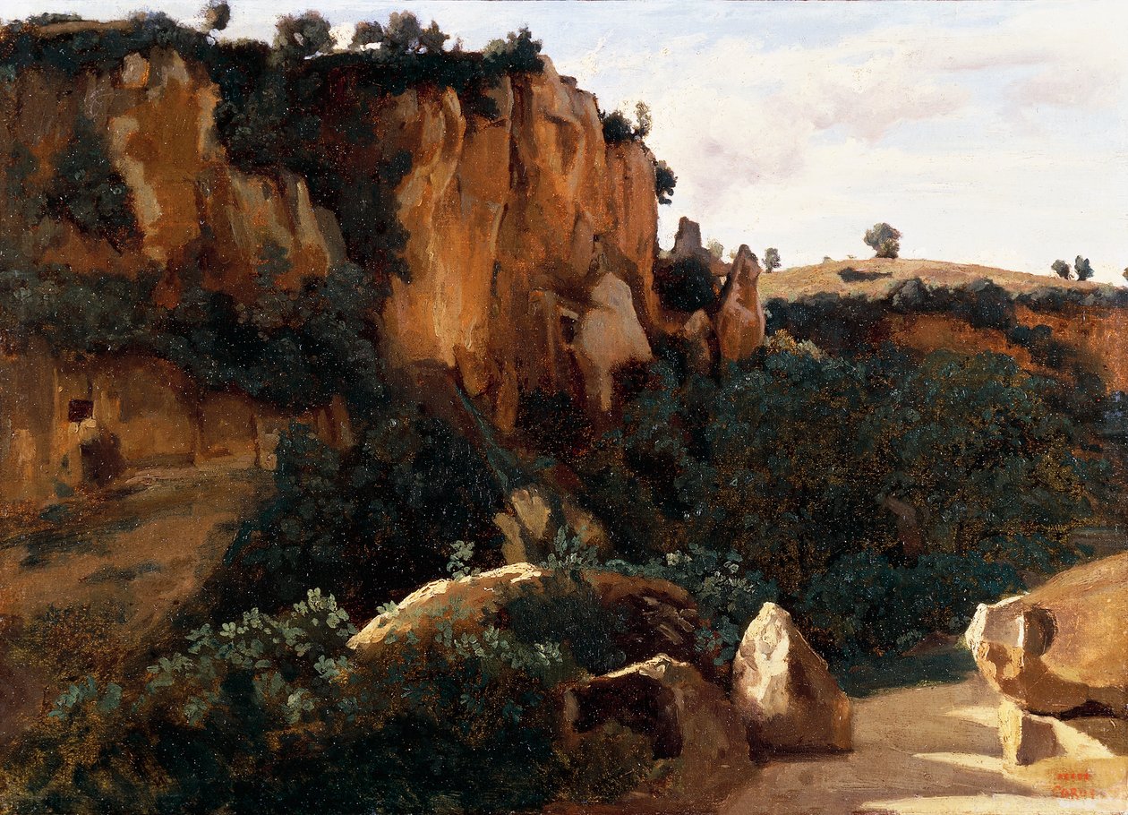 Klippet skovdal ved Civita Castellana af Jean Baptiste Camille Corot