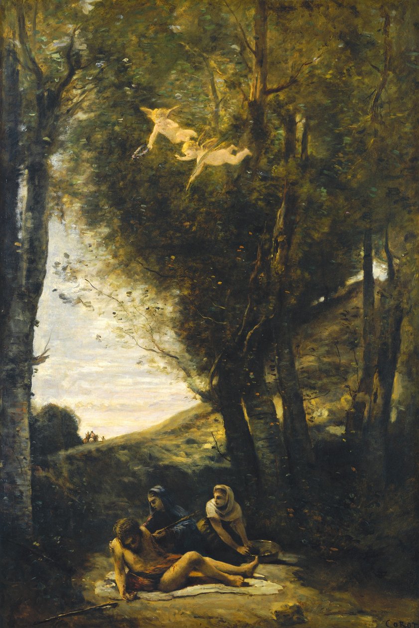 Sankt Sebastian støttet af de hellige kvinder af Jean Baptiste Camille Corot