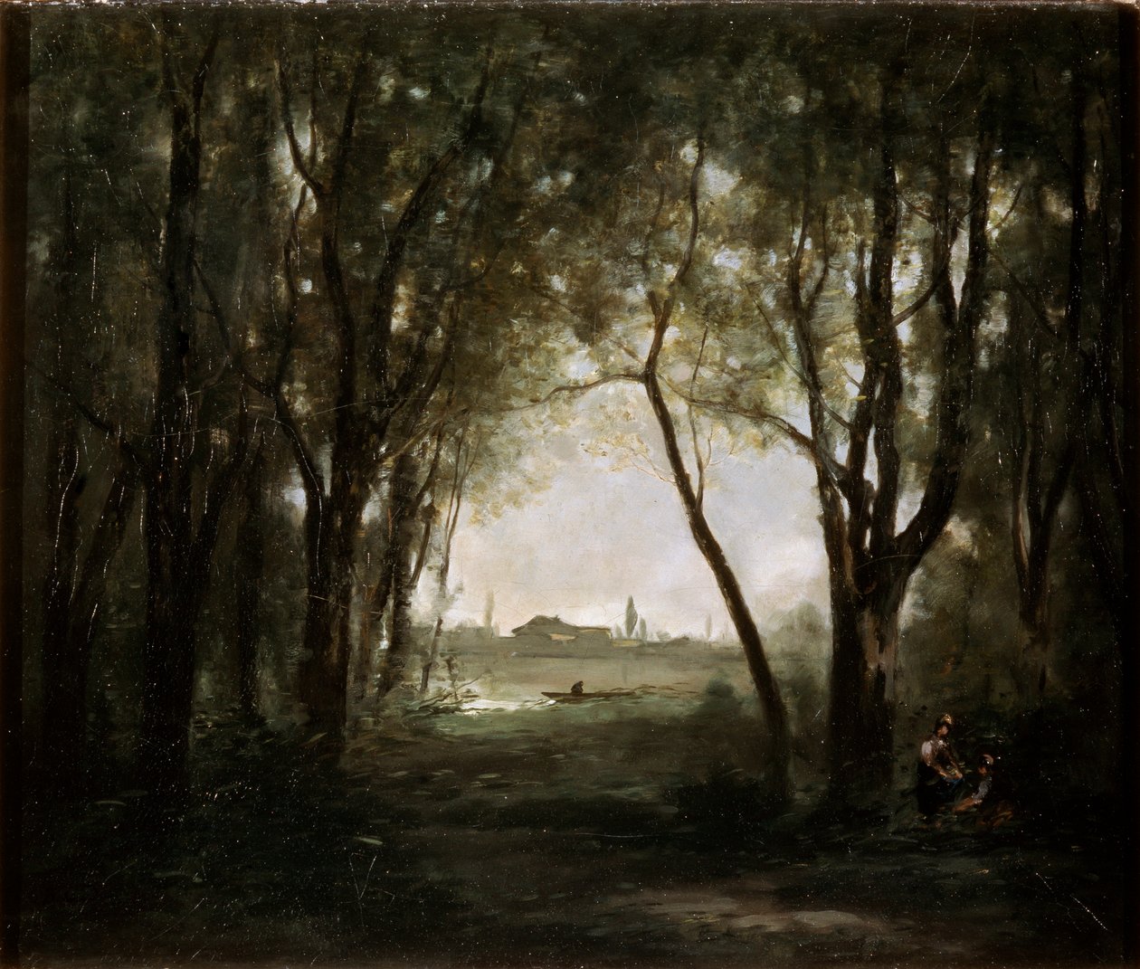 Scene nær en sø, 1860-1873. af Jean Baptiste Camille Corot