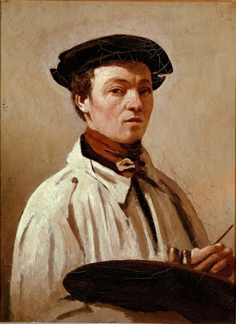 Selvportræt. Maleri af Jean Baptiste Camille Corot (1796-1875). Olie på lærred. Mål: 34x25 cm. Firenze, Uffizi-galleriet af Jean Baptiste Camille Corot