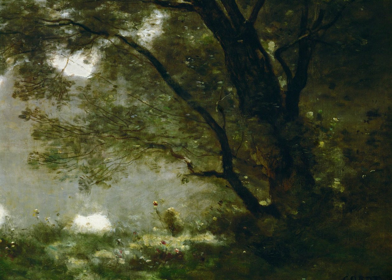 Shepherd. Souvenir fra Mortefontaine, Frankrig ... af Jean Baptiste Camille Corot