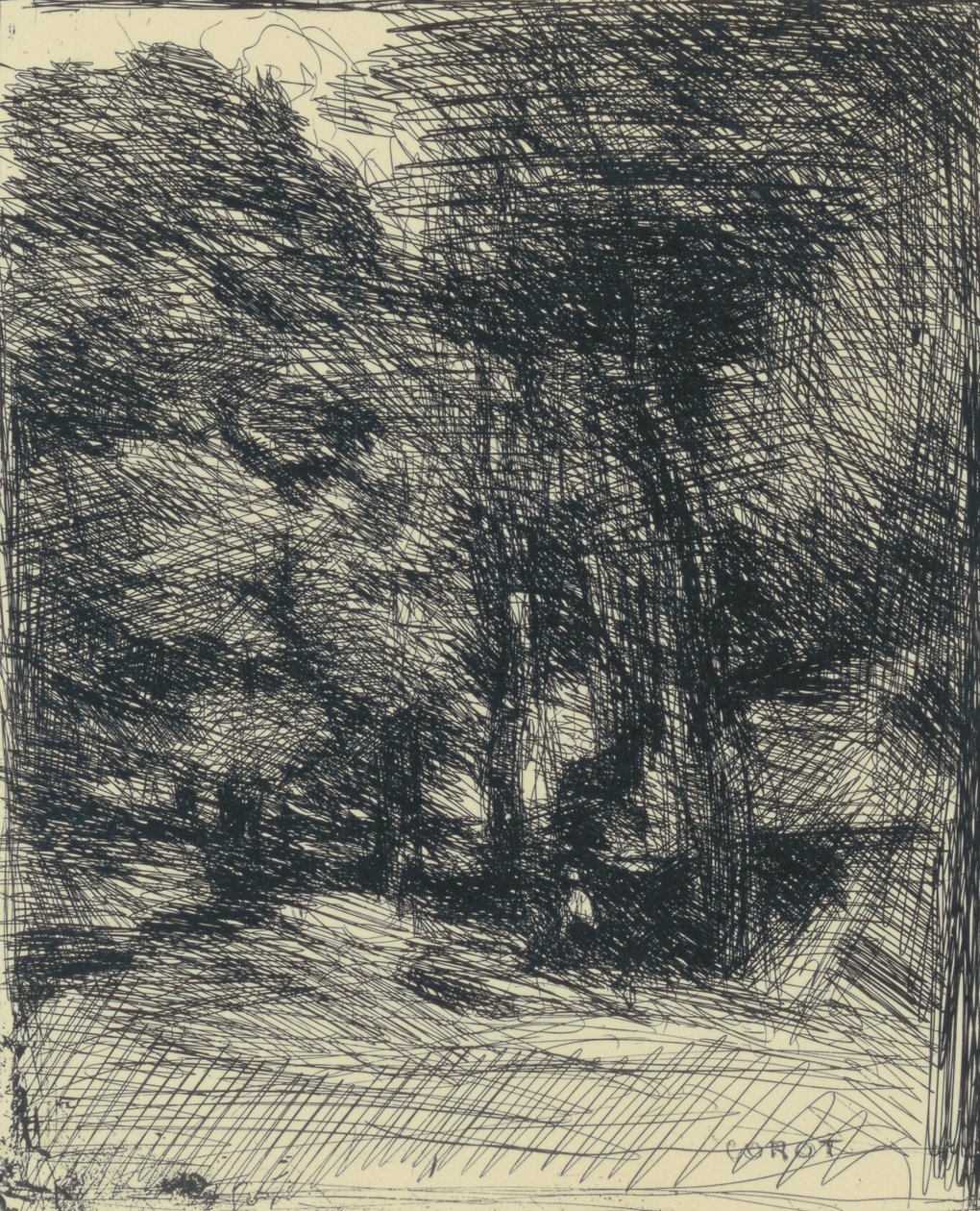 Til minde om Bas-Bréau af Jean Baptiste Camille Corot