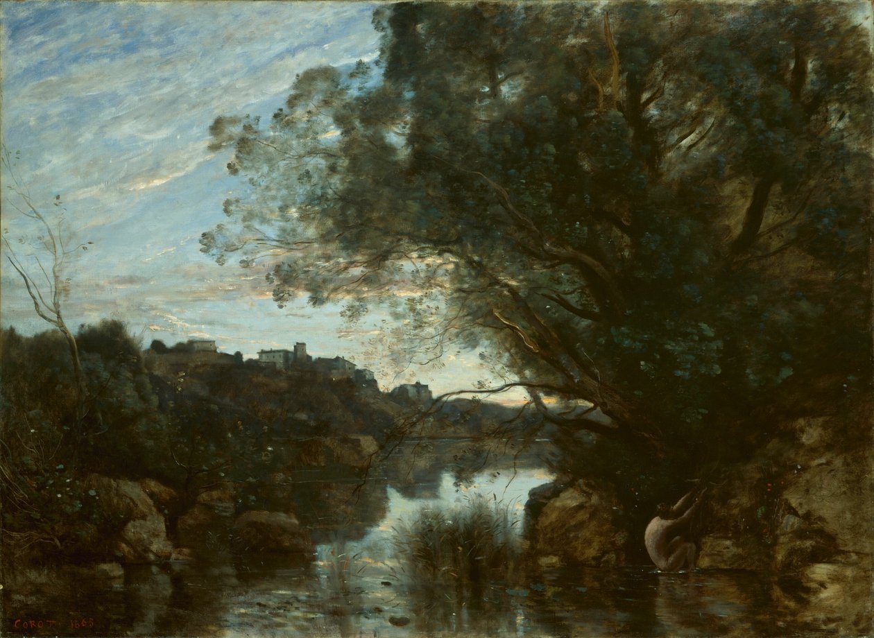 Souvenir fra omgivelserne ved Lake Nemi af Jean Baptiste Camille Corot