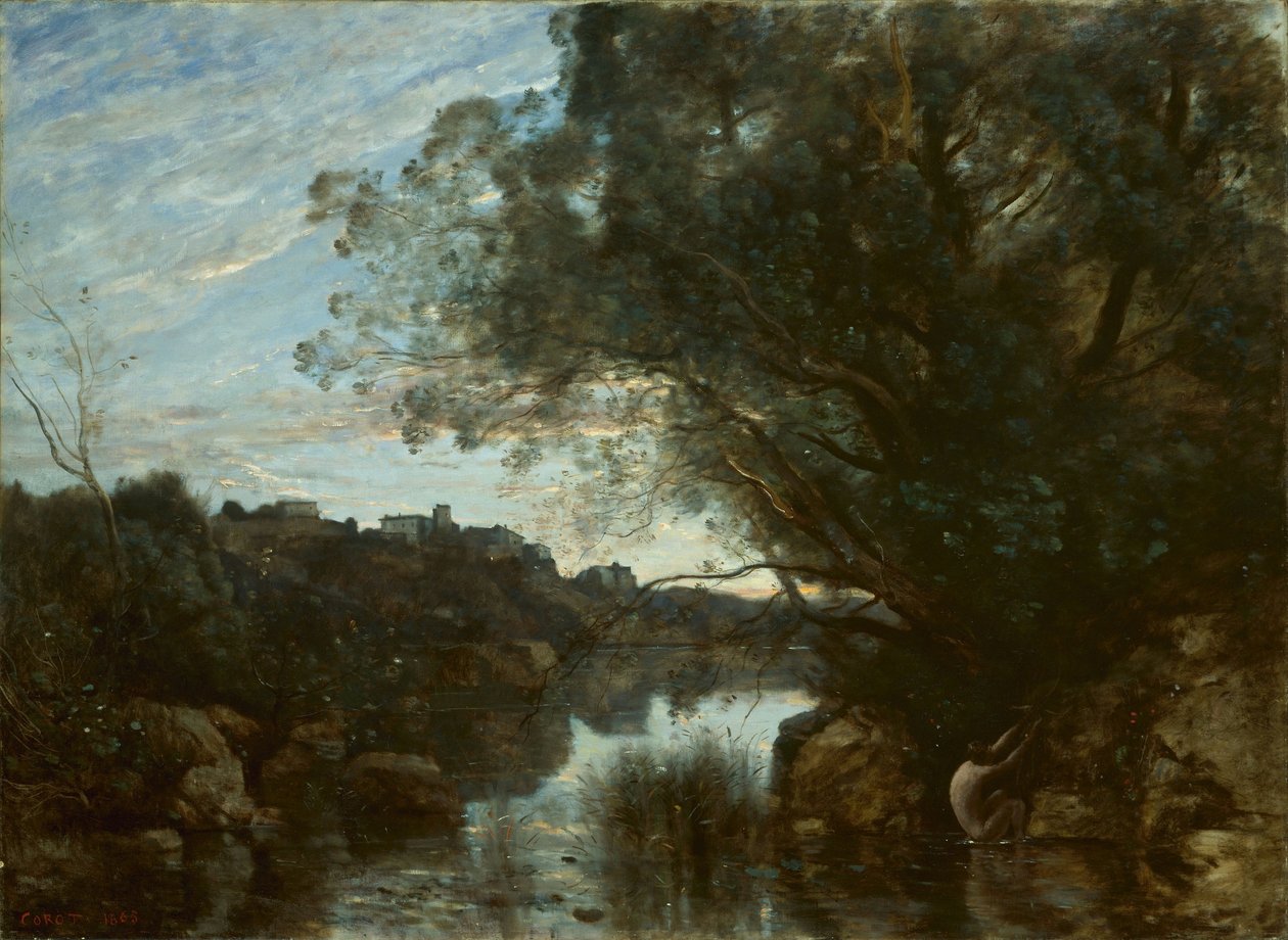 Souvenir fra omgivelserne ved Lake Nemi af Jean Baptiste Camille Corot