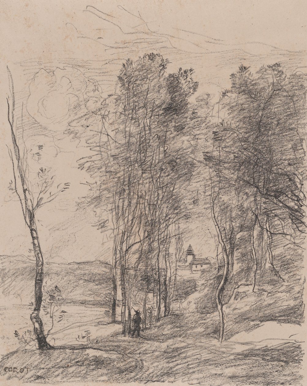 Klokketårnet i St.-Nicolas-les-Arras, 1871-72. af Jean Baptiste Camille Corot