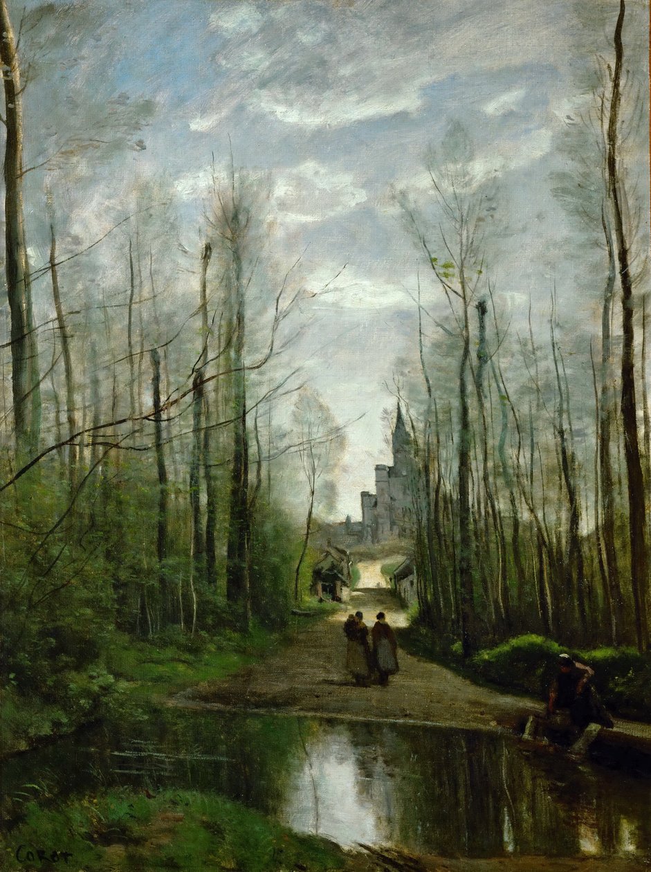 Kirken Marissel, nær Beauvais af Jean Baptiste Camille Corot