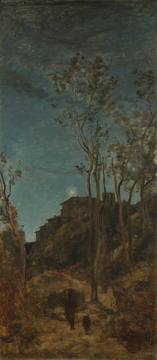 De fire tider på dagen: Nat af Jean Baptiste Camille Corot