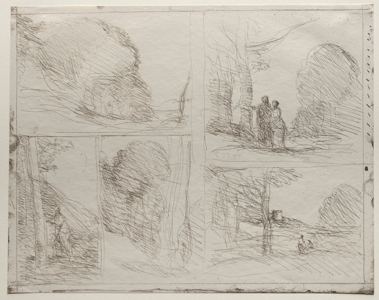 The Garden of Pericles, The Painters Lane, Scrawl, The Large Woodcutter, trykt i 1921. af Jean Baptiste Camille Corot