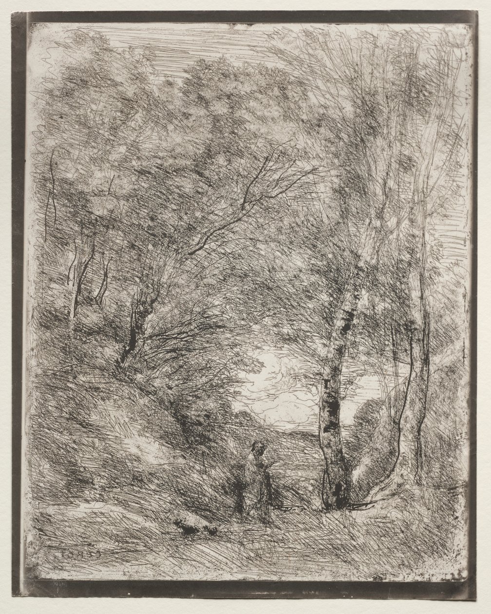 The Gardens of Horace, originalt aftryk 1855, trykt i 1921. af Jean Baptiste Camille Corot