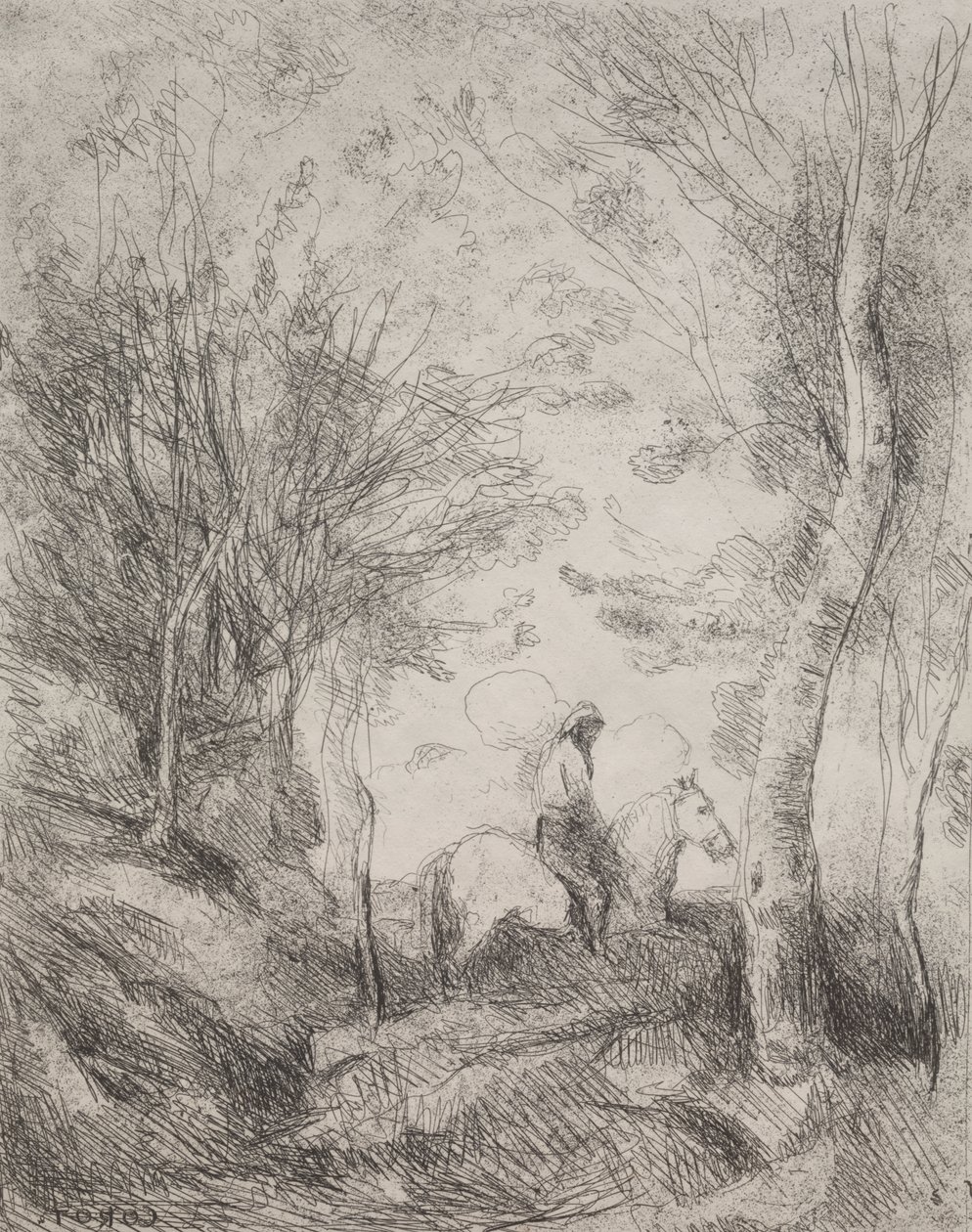 Den store kavaler i skoven af Jean Baptiste Camille Corot