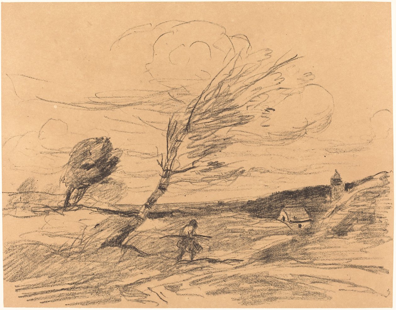 Vindstødet (Le Coup de vent) af Jean Baptiste Camille Corot