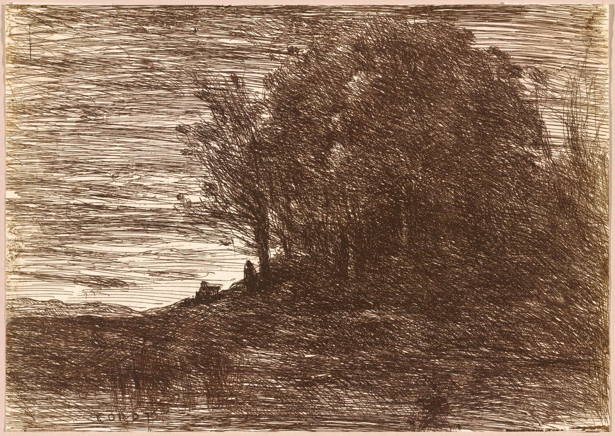Eremitens skove eller bredden af ​​Trasimene-søen af Jean Baptiste Camille Corot