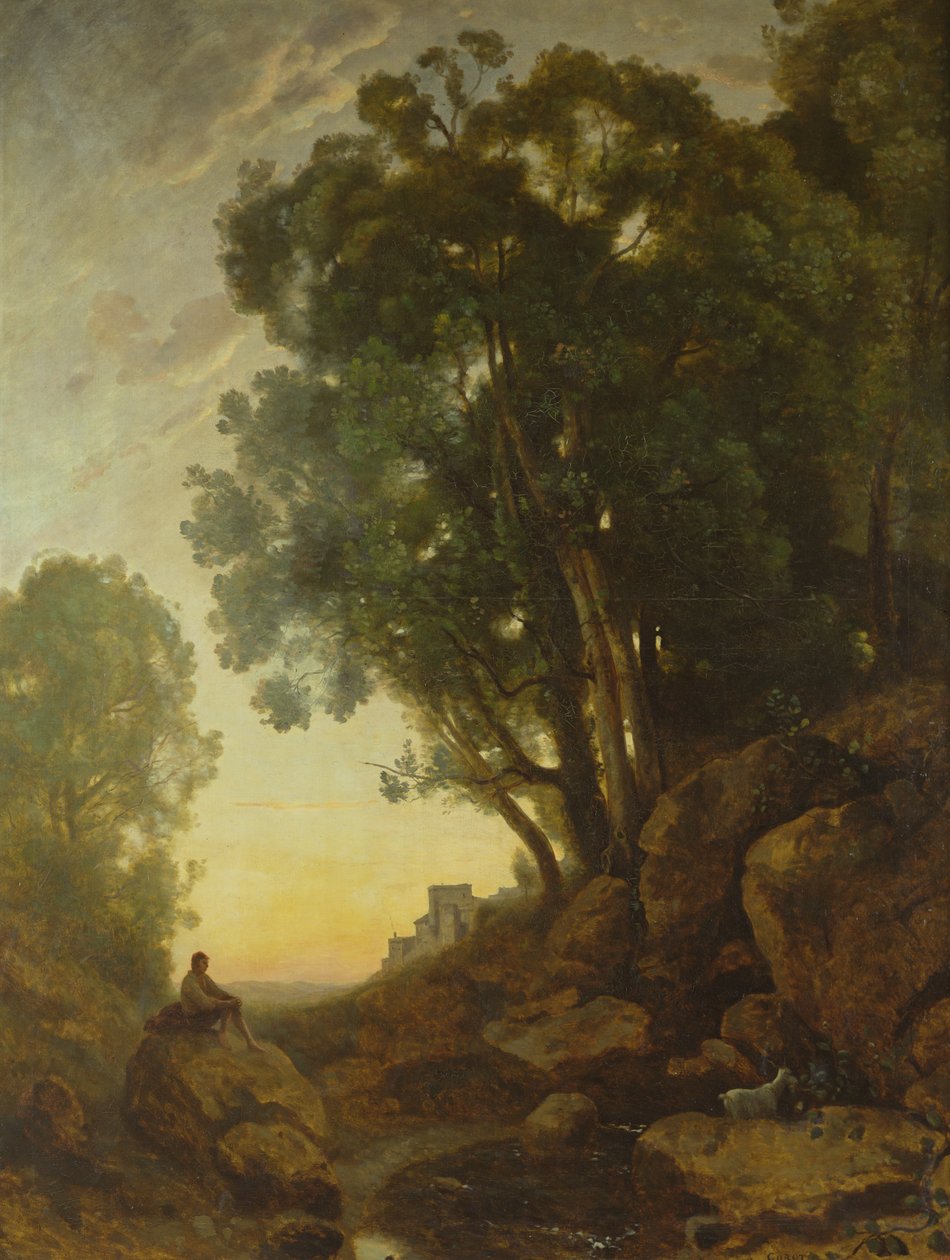 Den italienske gedehyrde, eller effekten af den nedgående sol, ca. 1847 af Jean Baptiste Camille Corot