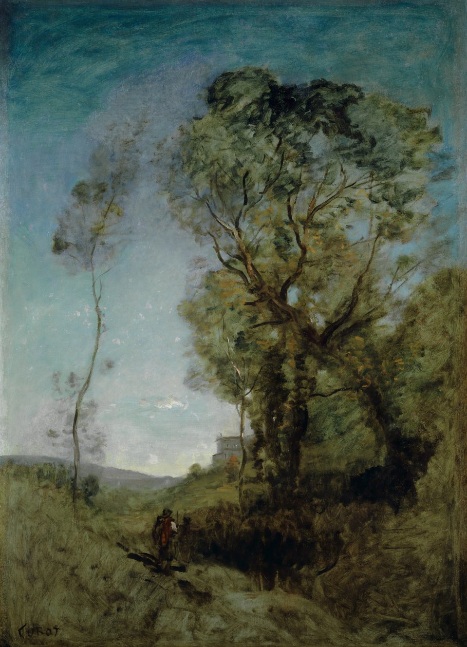 Den italienske villa bag fyrretræerne, 1855-65 af Jean Baptiste Camille Corot