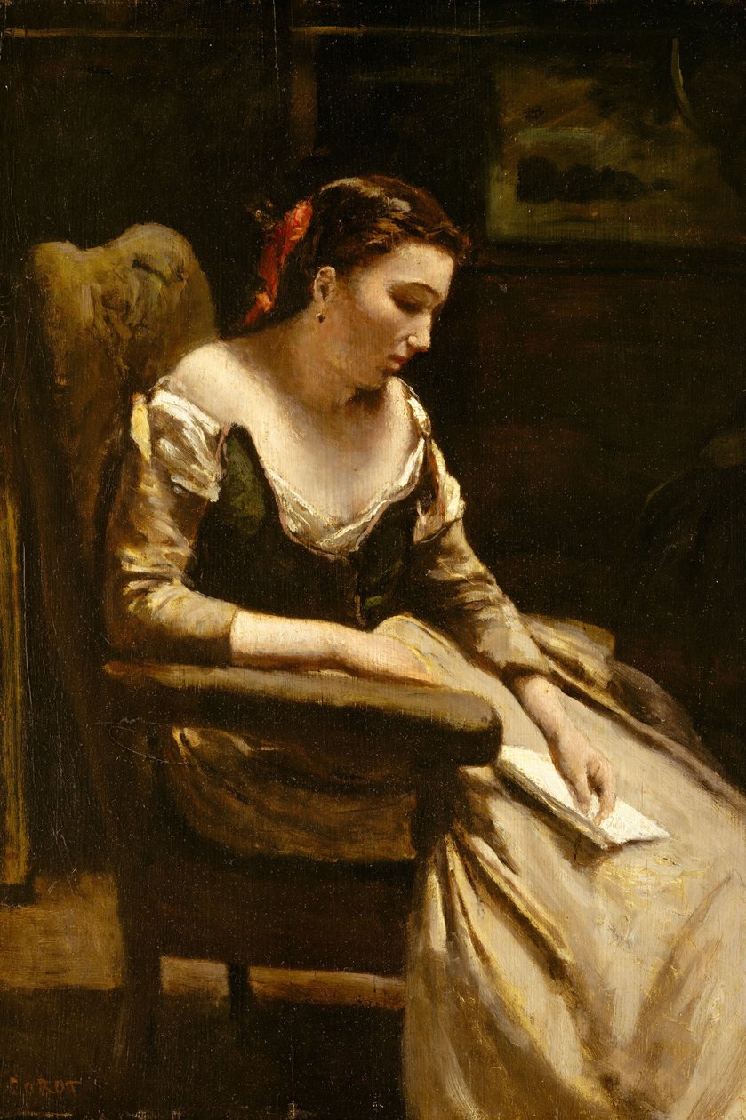 Brevet, ca. 1865 (olie på træ) af Jean Baptiste Camille Corot