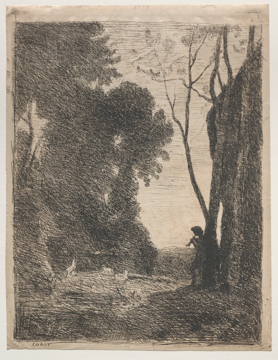 Den lille hyrde, 1855. af Jean Baptiste Camille Corot