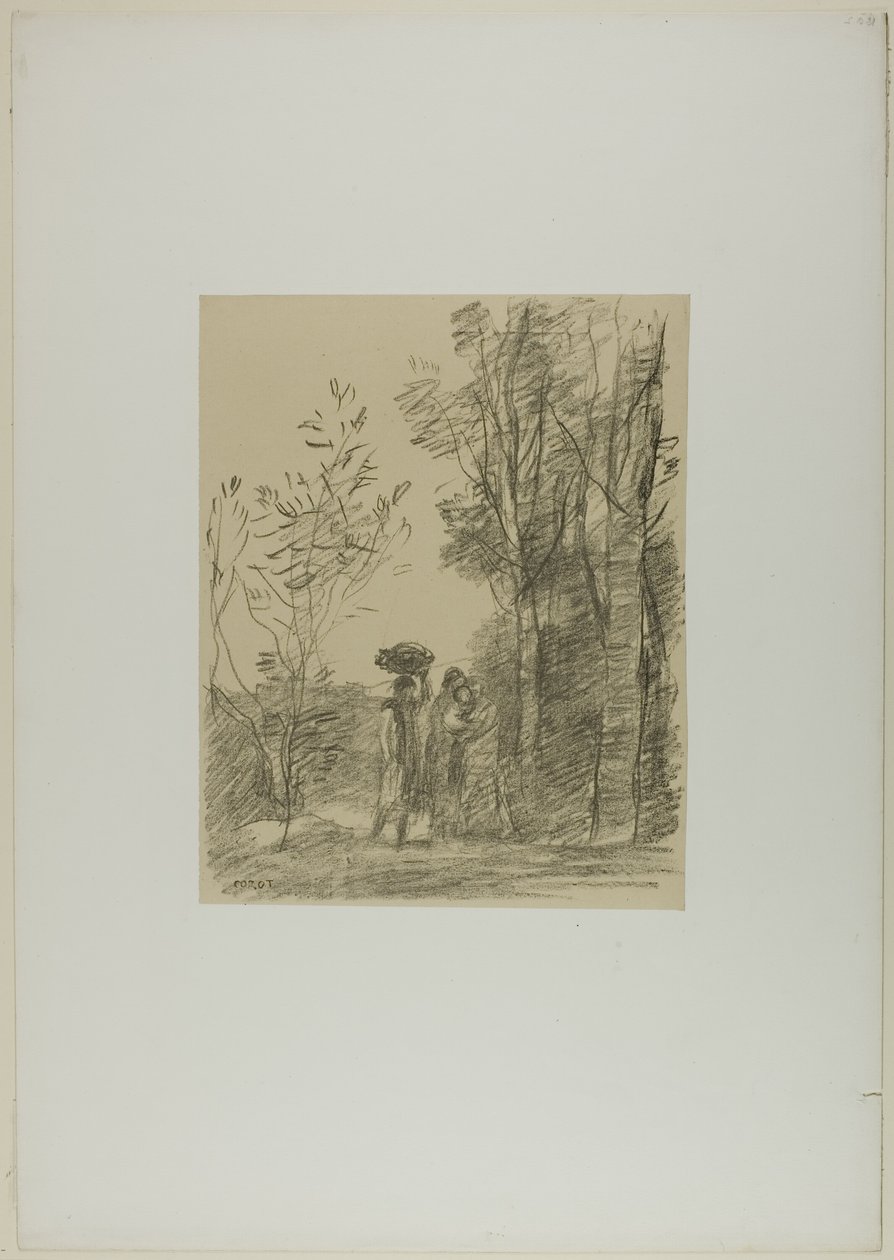 Mødet i skoven af Jean Baptiste Camille Corot