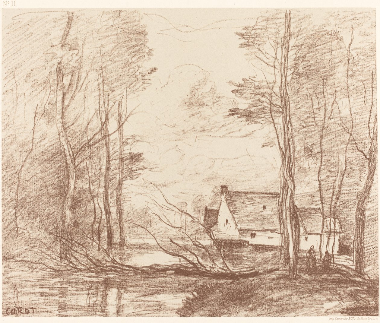 The Mill of Cuincy, nær Douai Le Moulin de Cuincy, pres Douai, 1871. af Jean Baptiste Camille Corot