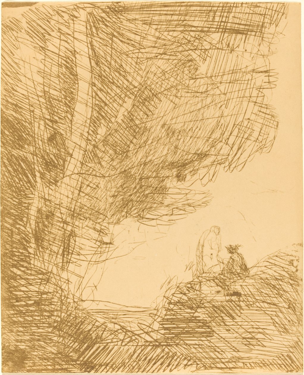 Digteren og hans muse (Le Poete et la muse) af Jean Baptiste Camille Corot