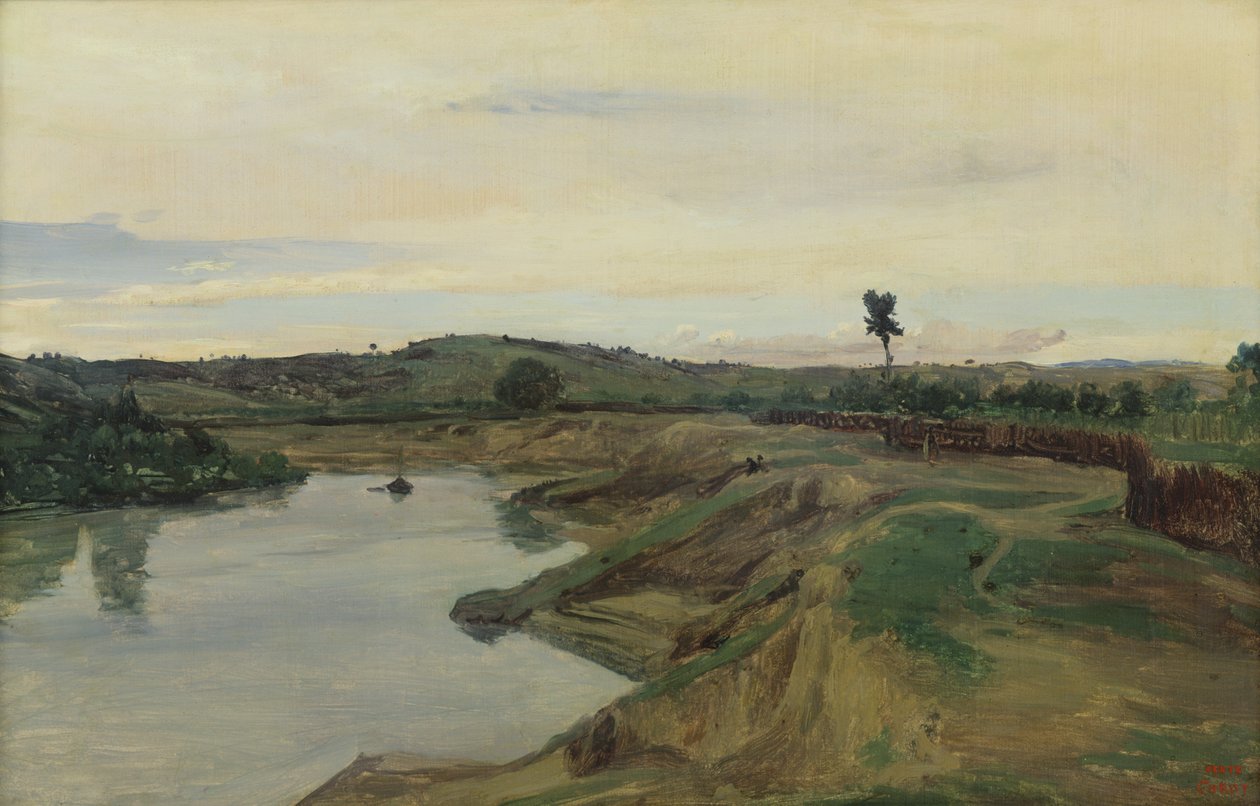 Promenade du Poussin eller, romersk Campagna, ca. 1826-28 af Jean Baptiste Camille Corot