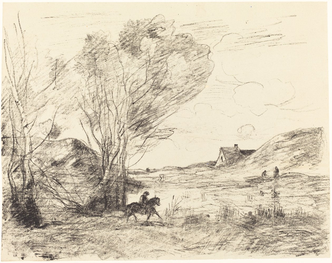 Rytteren i sivene af Jean Baptiste Camille Corot