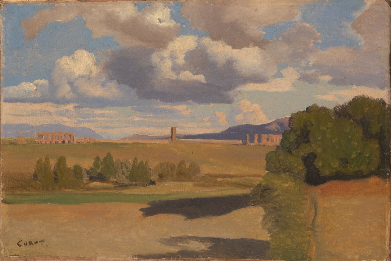 Den romerske campagna med den claudiske akvædukt af Jean Baptiste Camille Corot