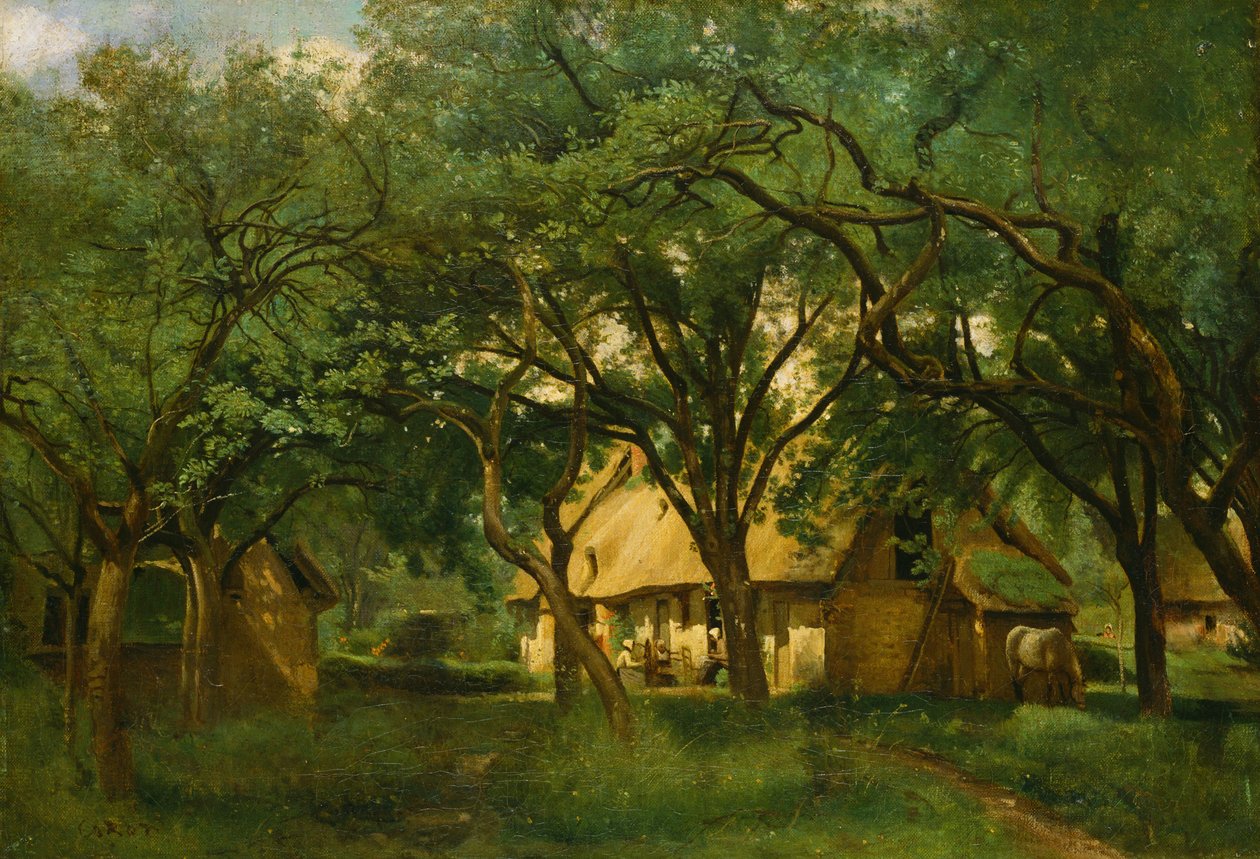 Toutain-gården ved Honfleur af Jean Baptiste Camille Corot