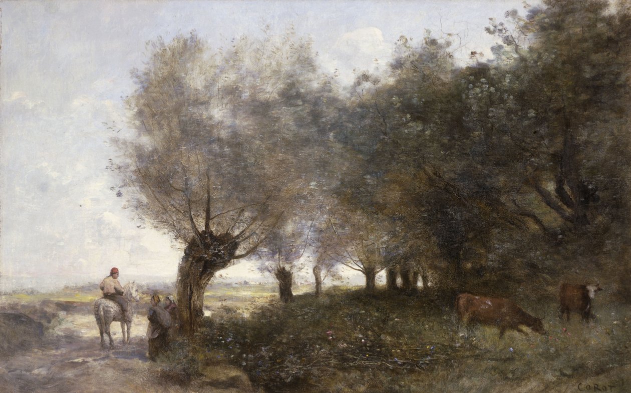 Piletræerne ved La Pointe de L"Ile af Jean Baptiste Camille Corot