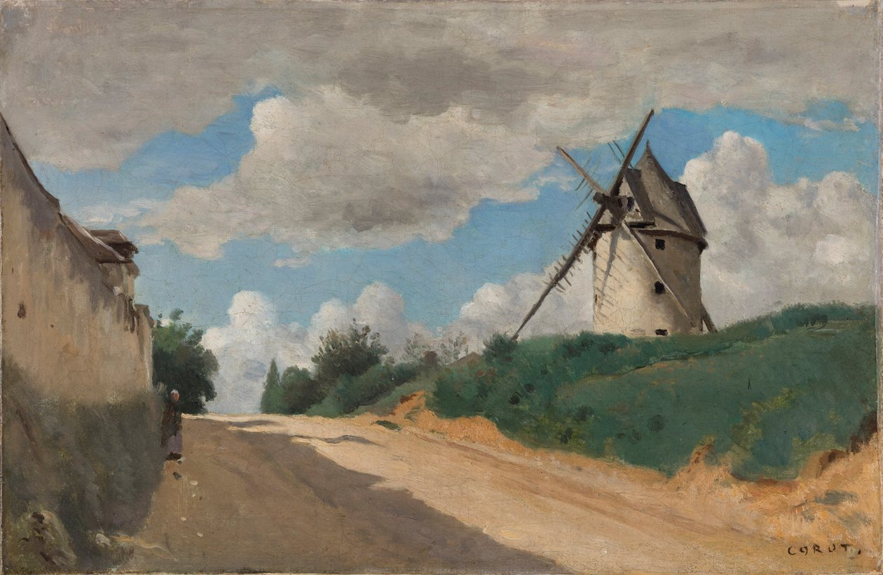 Vindmøllen, ca 1835-1840. af Jean Baptiste Camille Corot