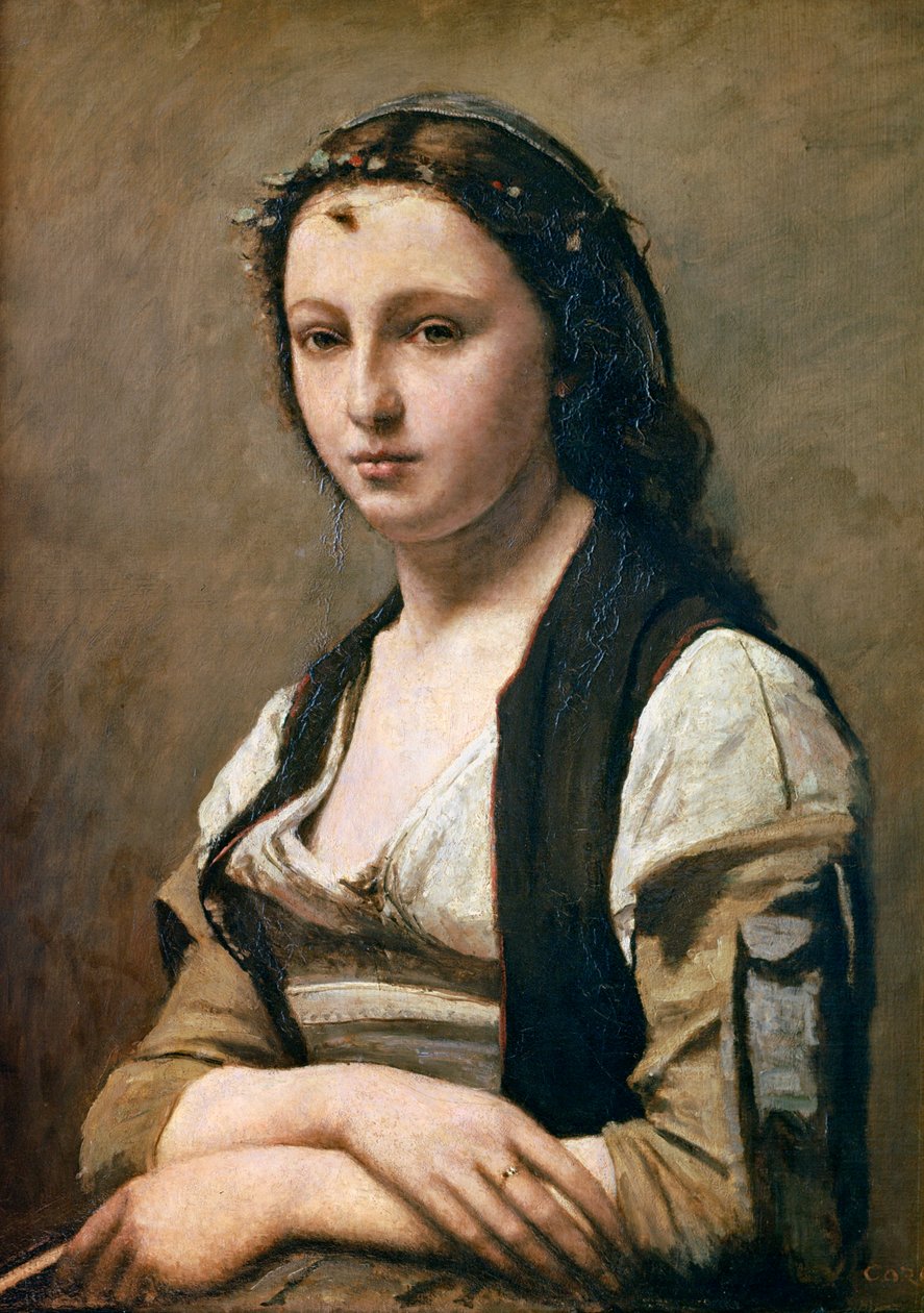 Kvinden med perlen, c1842 af Jean Baptiste Camille Corot