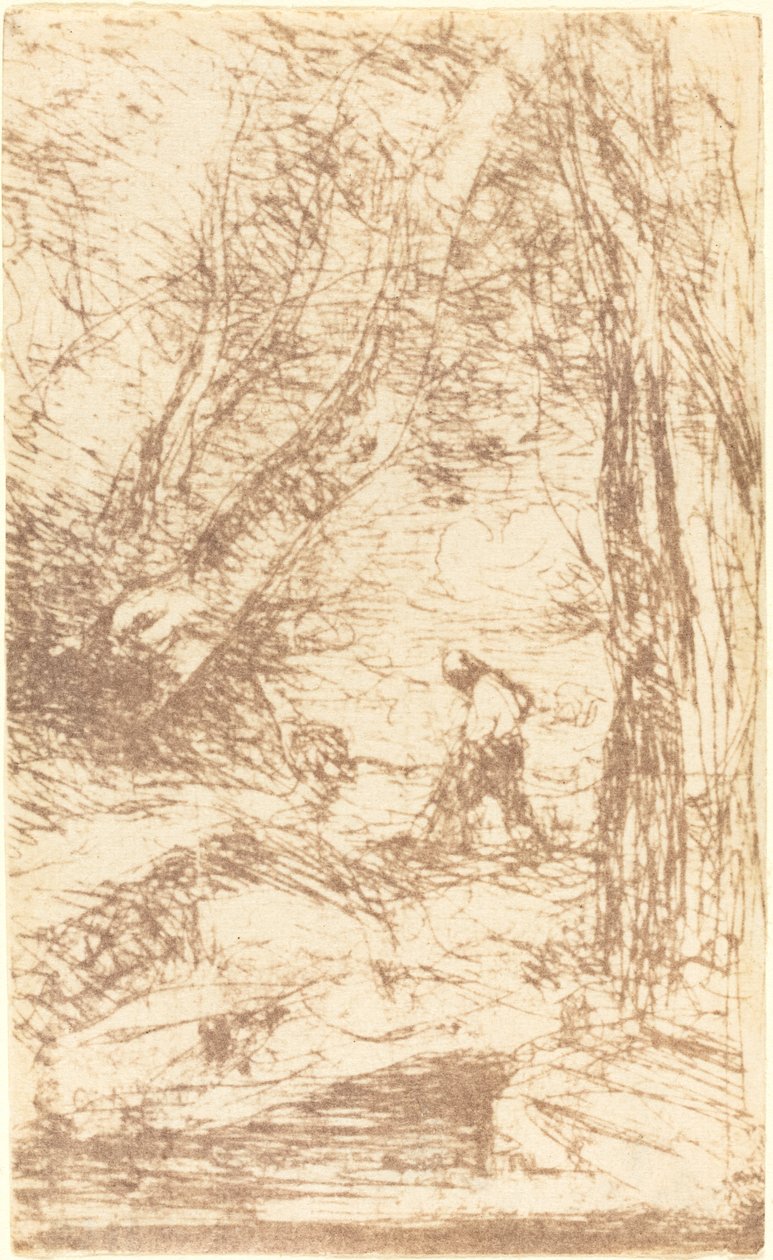 Rembrandts træhugger Le Bucheron de Rembrandt, 1853. af Jean-Baptiste-Camille Corot