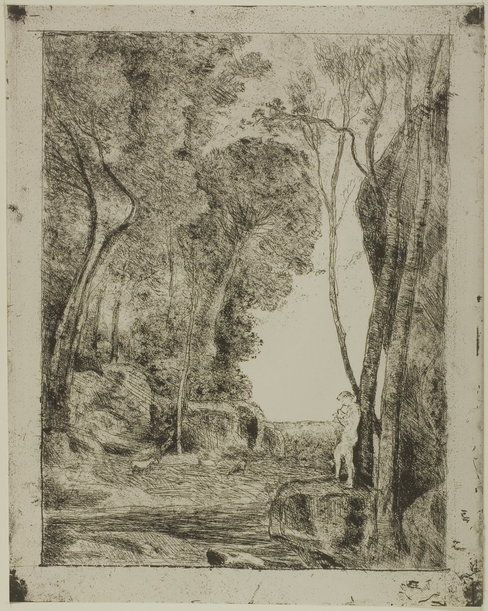 Den unge hyrde, første plade af Jean Baptiste Camille Corot