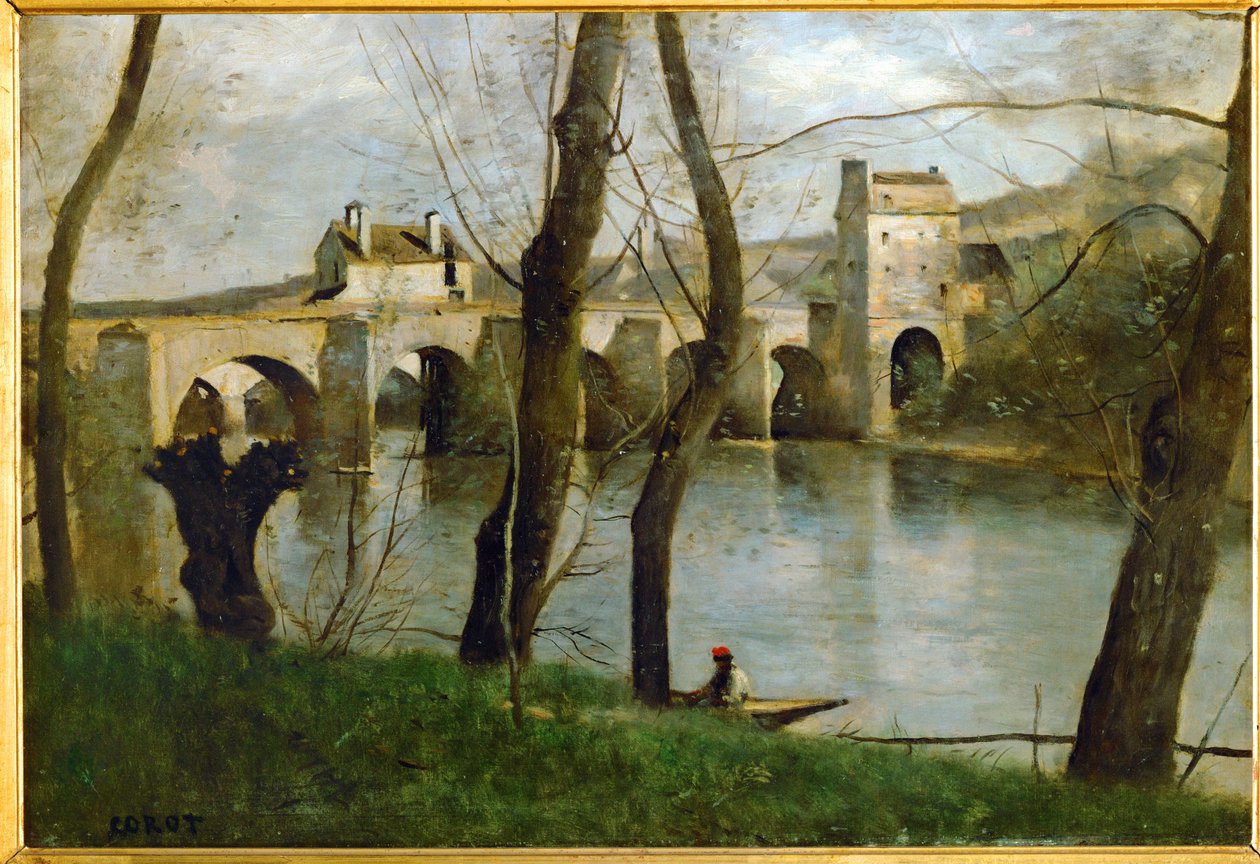Broen ved Mantes i Frankrig ... af Jean Baptiste Camille Corot