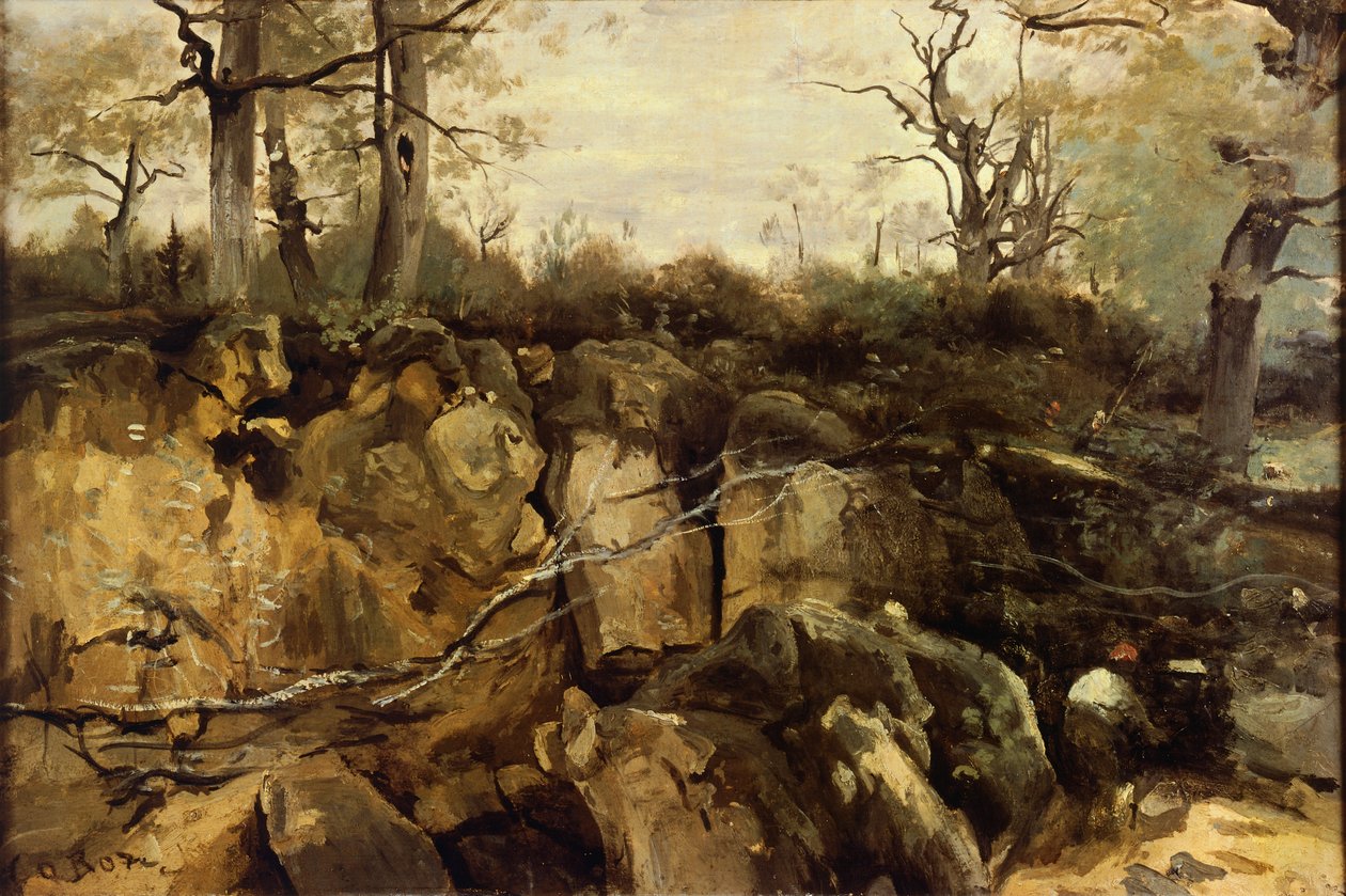 Randen af Fontainebleau-skoven, af Jean-Baptiste-Camille Corot (1796-1875). af Jean Baptiste Camille Corot