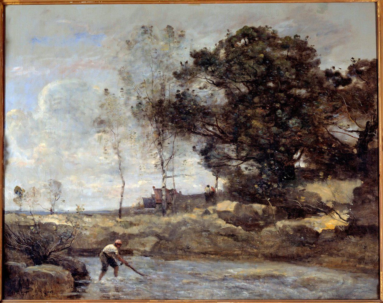 Nettoløftet. Maleri af Camille Corot (1796-1875) af Jean Baptiste Camille Corot