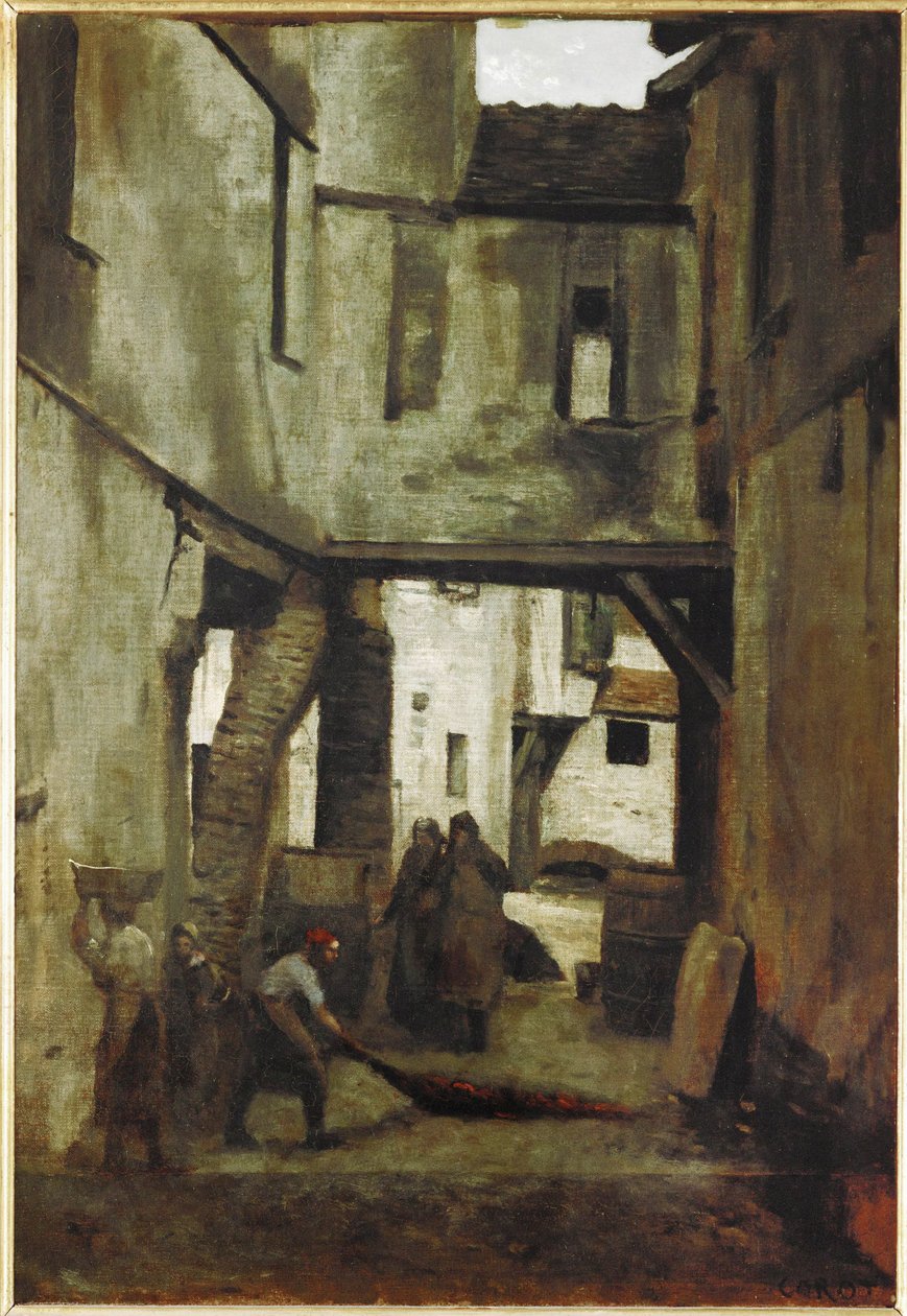 Garverierne i Mantes, Frankrig ... af Jean Baptiste Camille Corot
