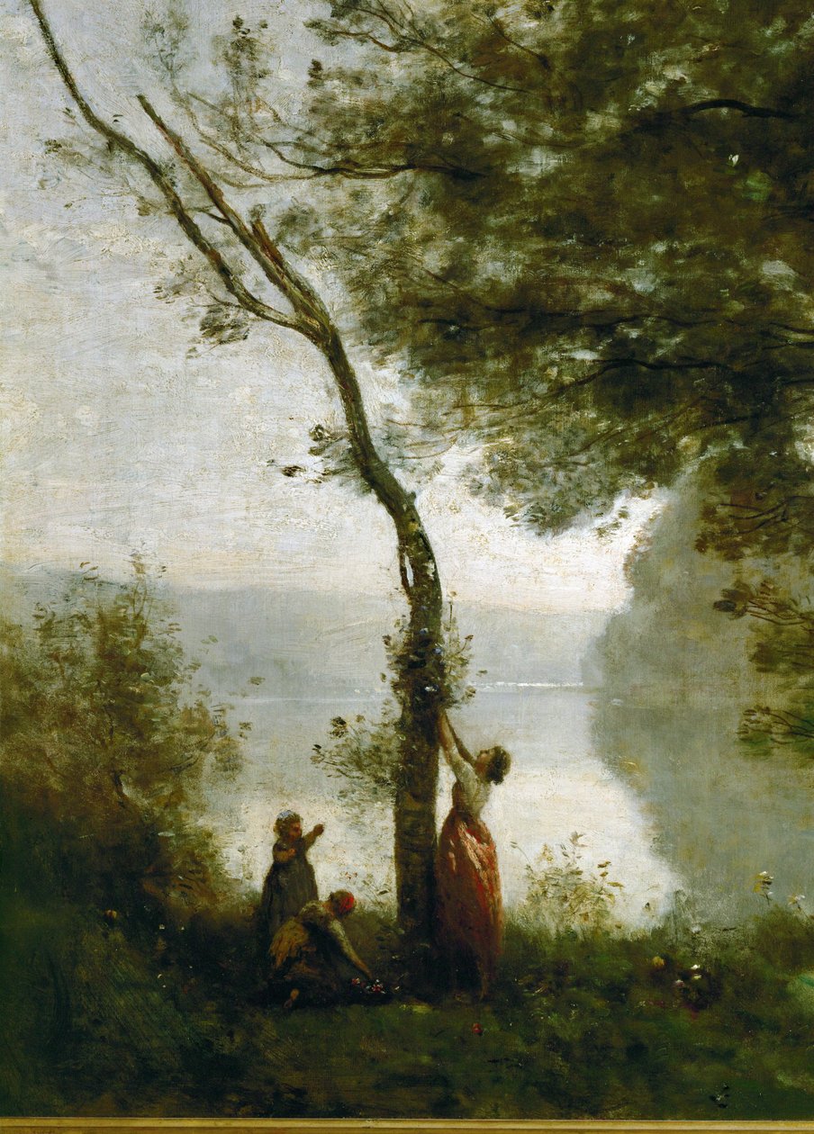 Træ og kvinde. Souvenir fra Mortefontaine, Frankrig ... af Jean Baptiste Camille Corot