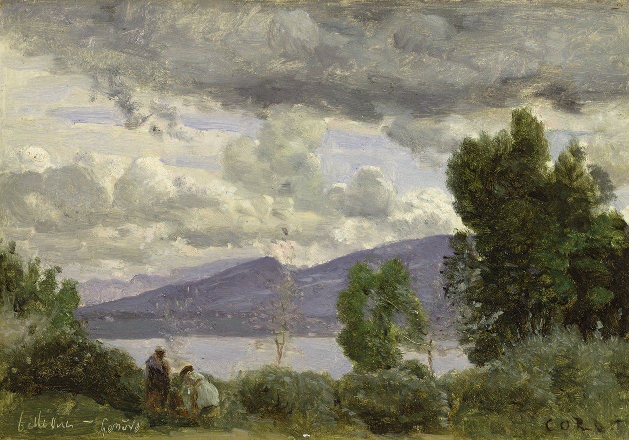 Udsigt over Chalet de Chenes, Bellvue, Genève, 1857 af Jean Baptiste Camille Corot